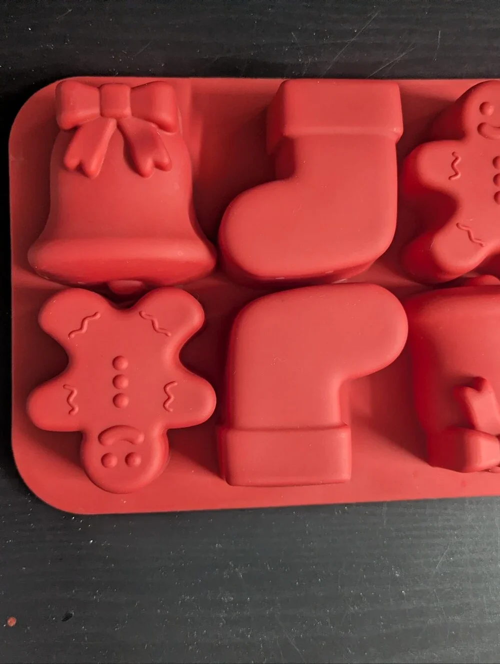 Red Silicone Holiday Cookie Mold Baking Tray